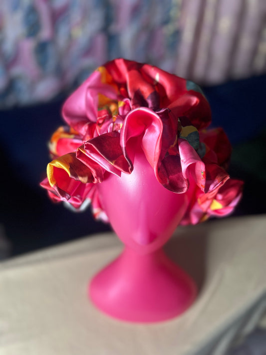 Rosé Bloom Satin Bonnet