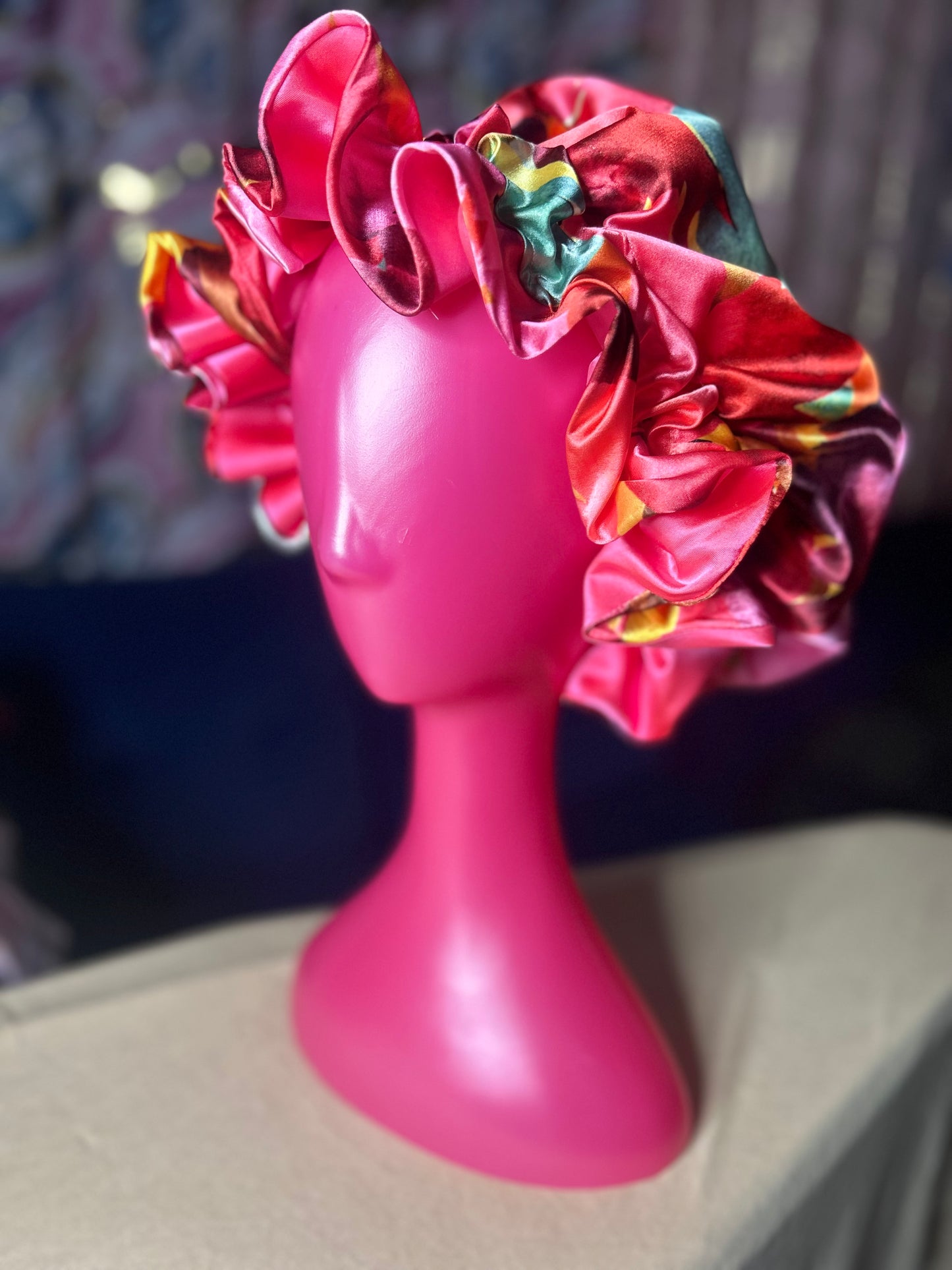 Rosé Bloom Satin Bonnet